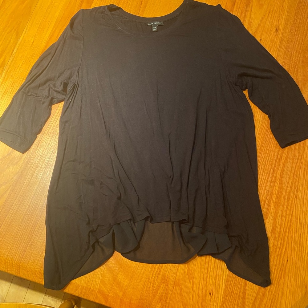⭐️2/20$ Lane Bryant Black Mixed Media 3/4 Sleeve Top